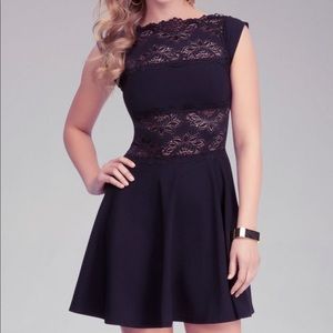 Lace panel midriff dress